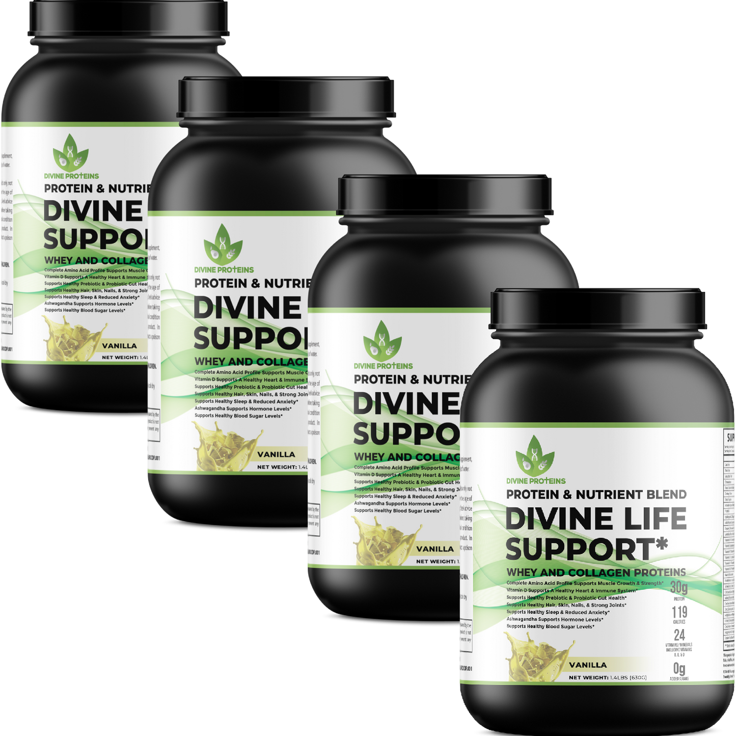 ✨ Divine Life Support – Whey & Collagen Protein + Complete Nutrient Blend 🌿💪- 4 pack / 2 months